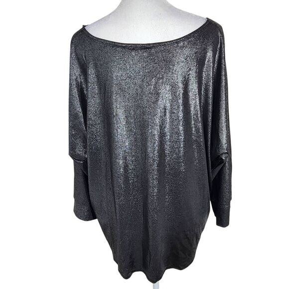 NY Collection Black Metallic Blouse Size 2X, New