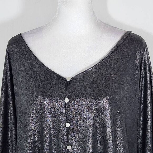 NY Collection Black Metallic Blouse Size 2X, New