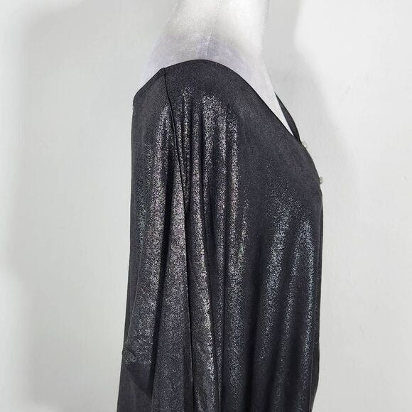 NY Collection Black Metallic Blouse Size 2X, New