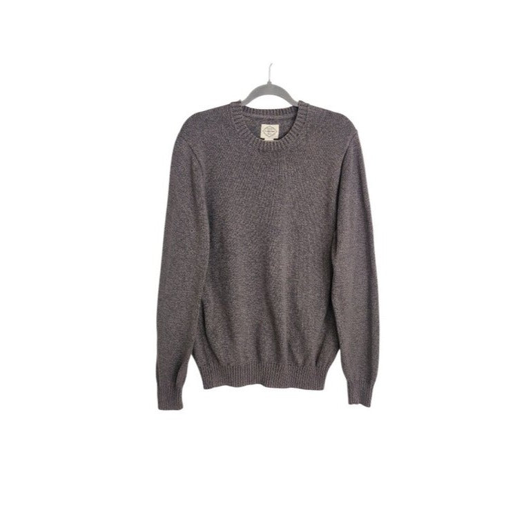 St. John's Bay Gray Cotton Marled Knit Crew Neck Sweater Size Large