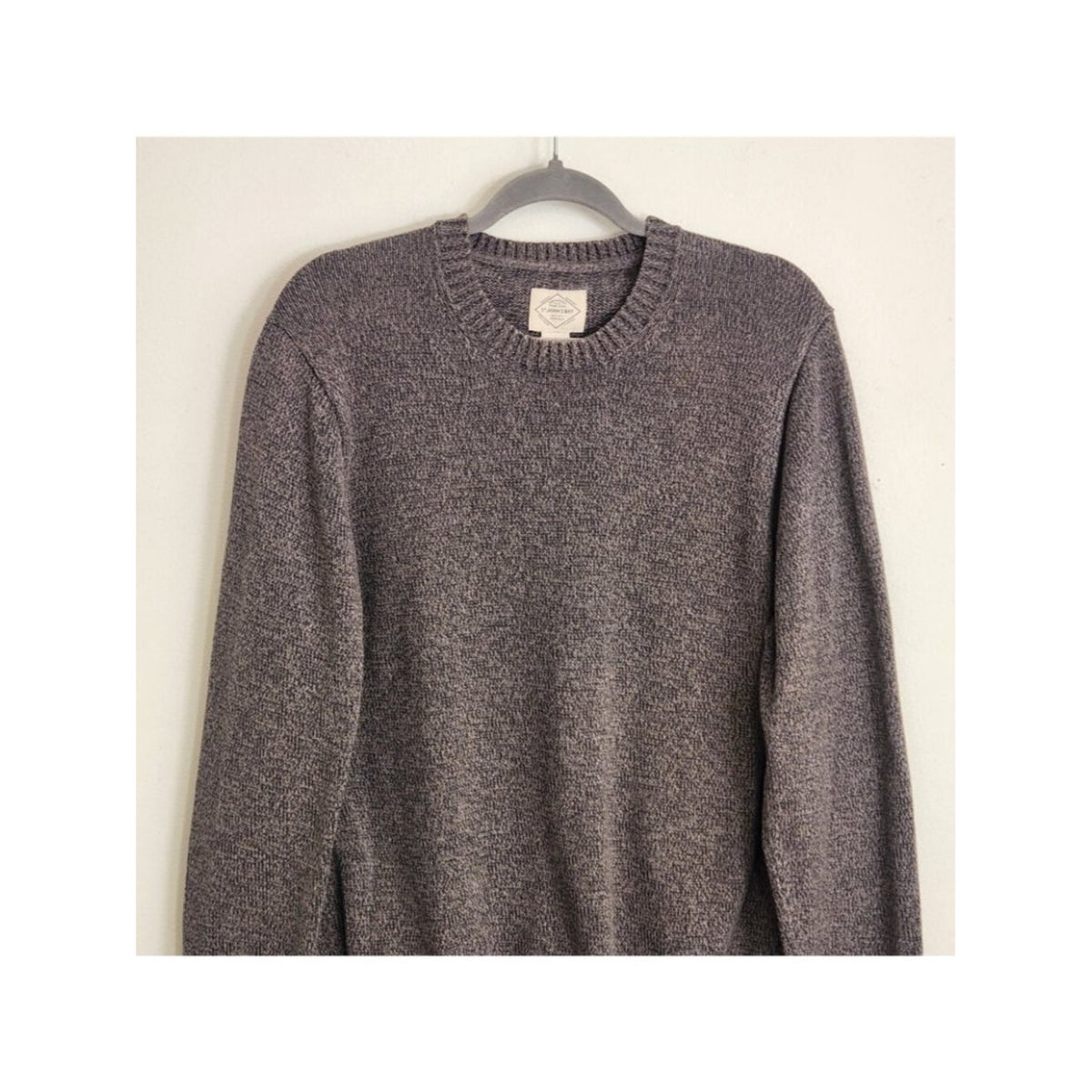 St. John's Bay Gray Cotton Marled Knit Crew Neck Sweater Size Large