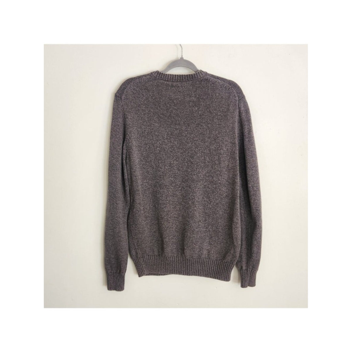 St. John's Bay Gray Cotton Marled Knit Crew Neck Sweater Size Large