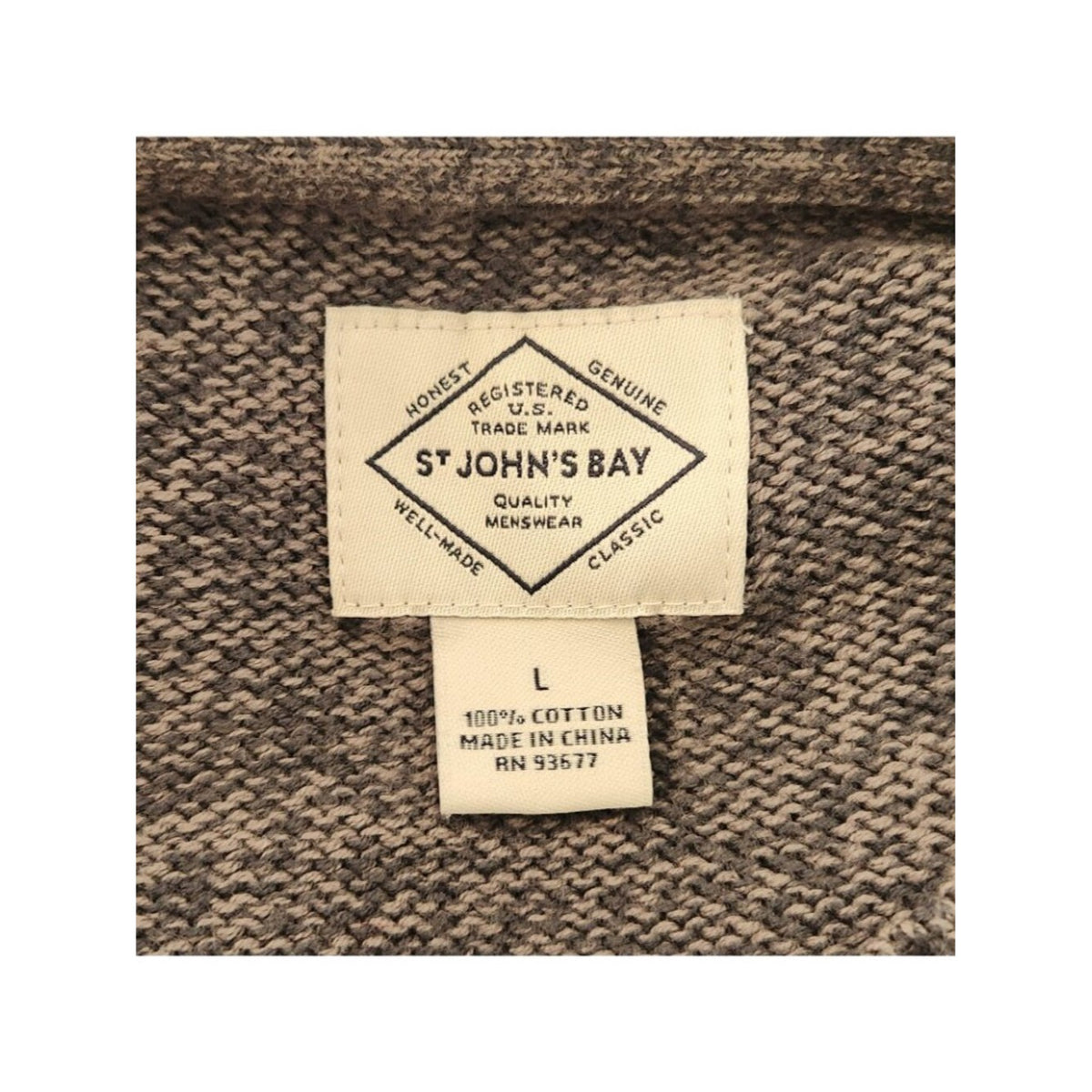 St. John's Bay Gray Cotton Marled Knit Crew Neck Sweater Size Large