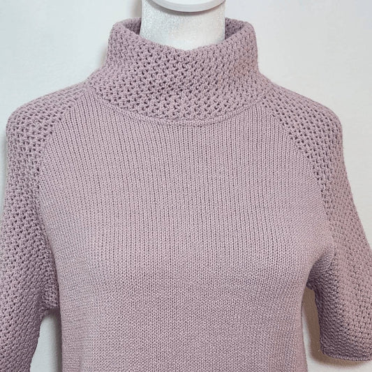Nuria Aymerich Dusty Mauve Short Sleeve Knit Mock Neck Sweater Size Large