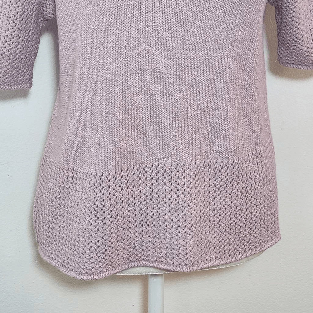 Nuria Aymerich Dusty Mauve Short Sleeve Knit Mock Neck Sweater Size Large