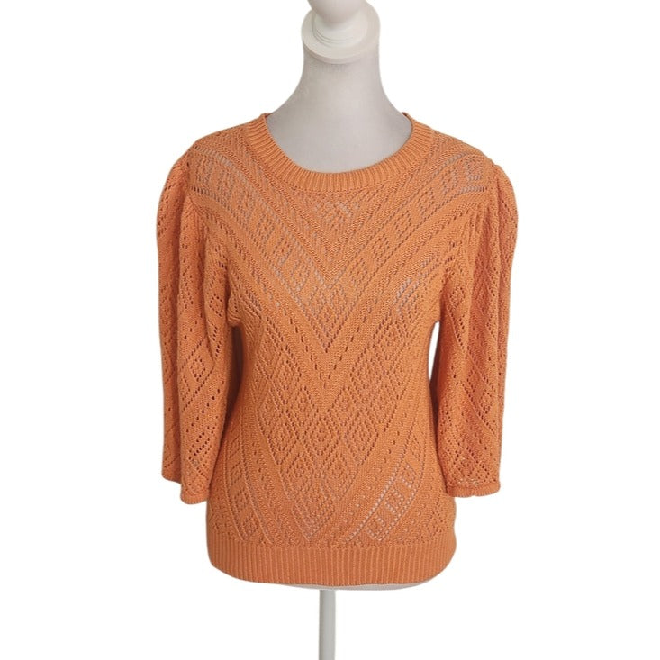 Oliver. O Orange Pointelle Knit Top Size Medium