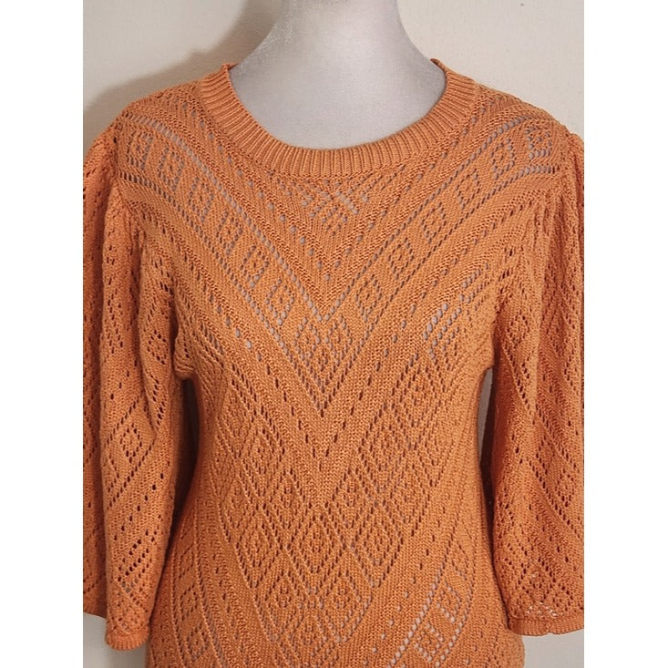 Oliver. O Orange Pointelle Knit Top Size Medium