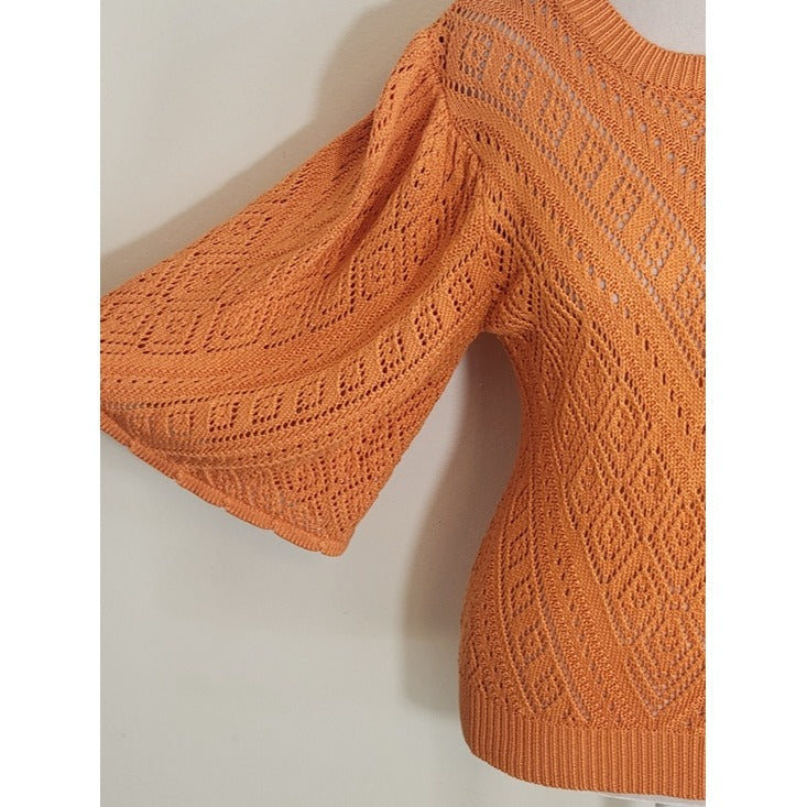 Oliver. O Orange Pointelle Knit Top Size Medium