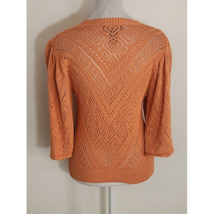 Oliver. O Orange Pointelle Knit Top Size Medium