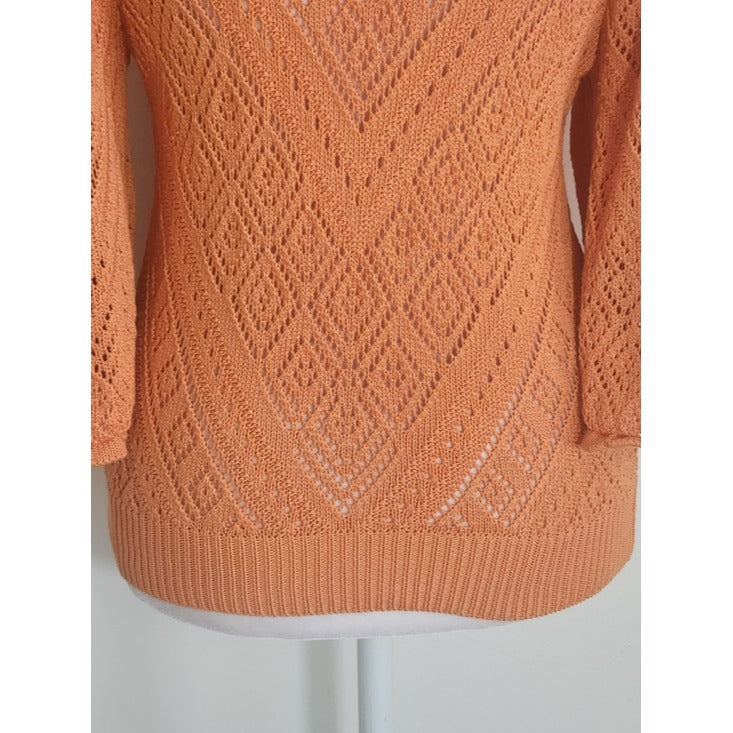 Oliver. O Orange Pointelle Knit Top Size Medium