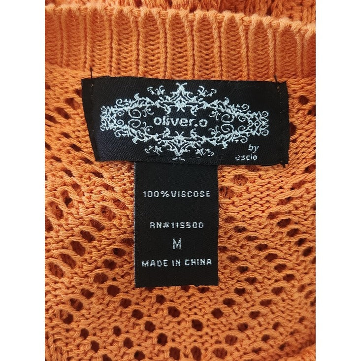 Oliver. O Orange Pointelle Knit Top Size Medium