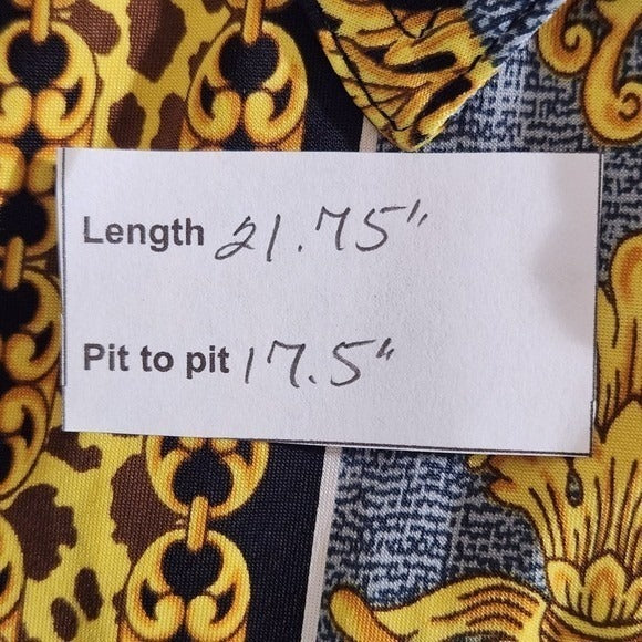 Fashion Nova Black and Gold Chain Print Top NWT Size Large Gold Chain Blouse