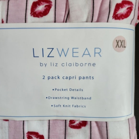 Lizwear Leopard and Kisses Capri Pajama Pants 2-Pack NWT Size XXL