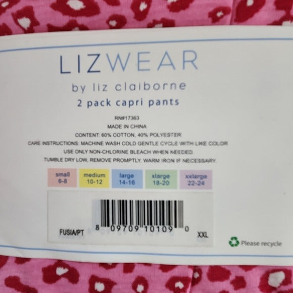 Lizwear Leopard and Kisses Capri Pajama Pants 2-Pack NWT Size XXL