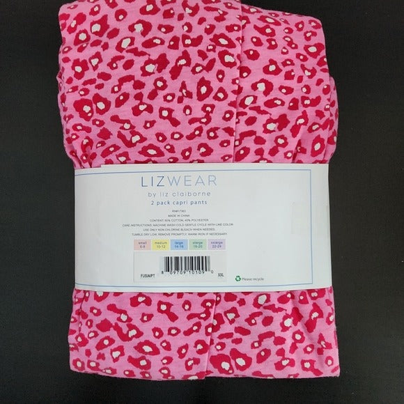 Lizwear Leopard and Kisses Capri Pajama Pants 2-Pack NWT Size XXL
