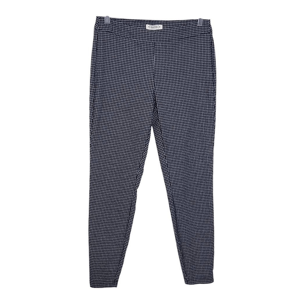 Nanette Lepore Navy Plaid Pull-on Cropped Pants Size Small Preppy Navy Pants
