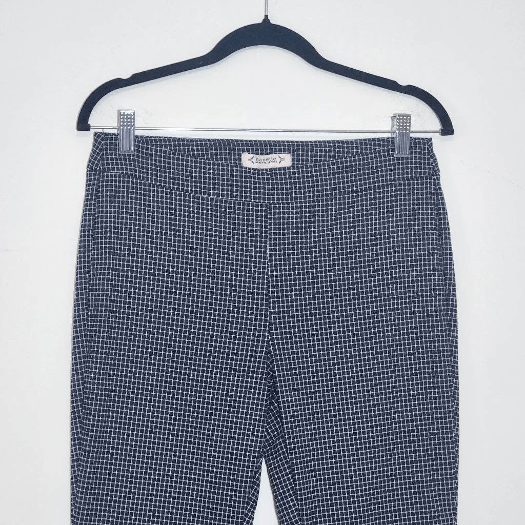 Nanette Lepore Navy Plaid Pull-on Cropped Pants Size Small Preppy Navy Pants