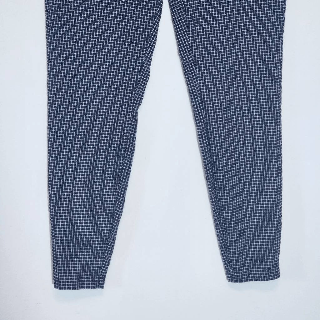 Nanette Lepore Navy Plaid Pull-on Cropped Pants Size Small Preppy Navy Pants
