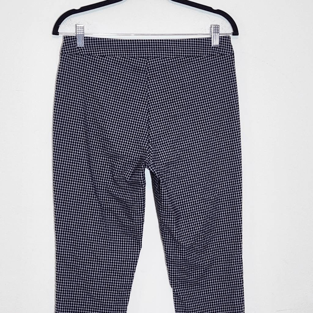 Nanette Lepore Navy Plaid Pull-on Cropped Pants Size Small Preppy Navy Pants