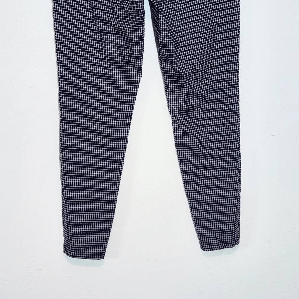 Nanette Lepore Navy Plaid Pull-on Cropped Pants Size Small Preppy Navy Pants