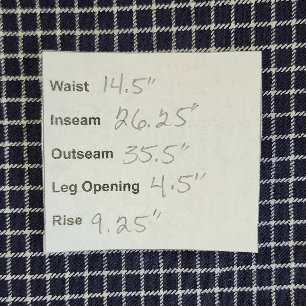 Nanette Lepore Navy Plaid Pull-on Cropped Pants Size Small Preppy Navy Pants
