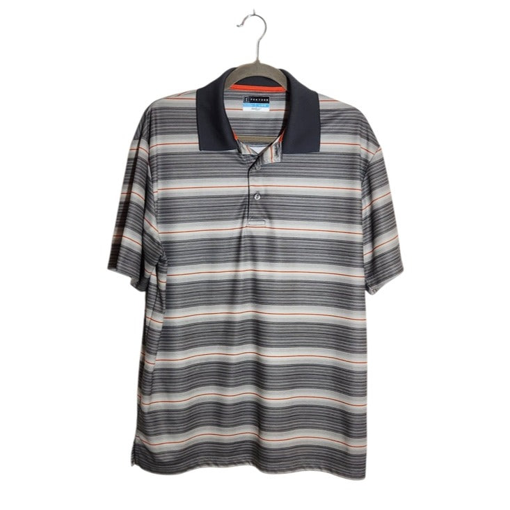 PGA Tour Gray and Orange Polo Golf Shirt Size Large