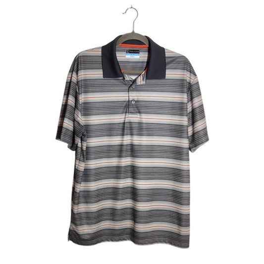 PGA Tour Gray and Orange Polo Golf Shirt Size Large