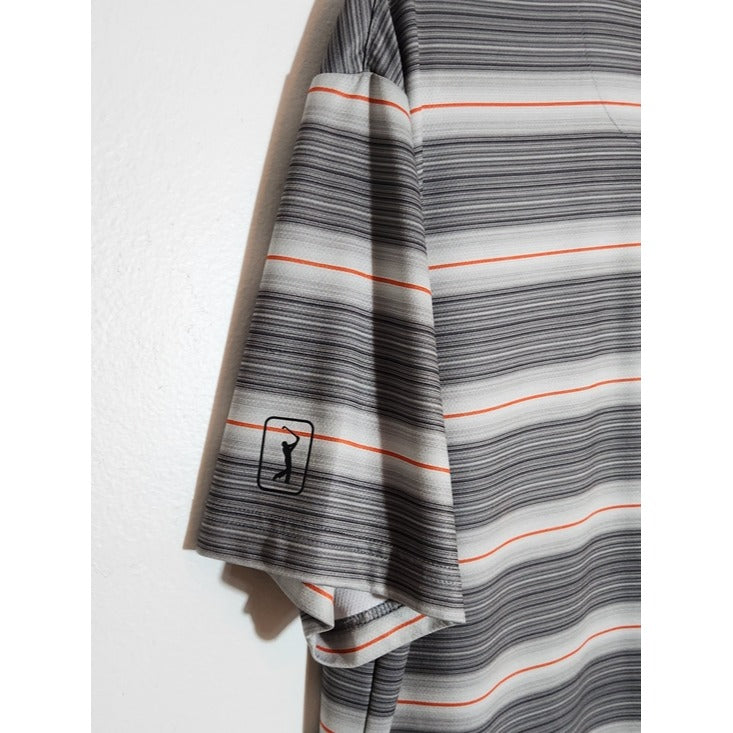 PGA Tour Gray and Orange Polo Golf Shirt Size Large