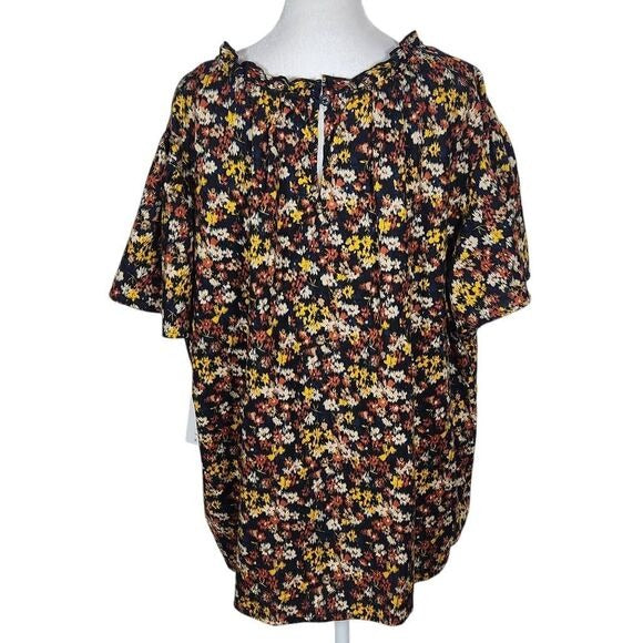Time and Tru Short Sleeve Cotton Floral Top Size XXXL Plus Size Blouse New
