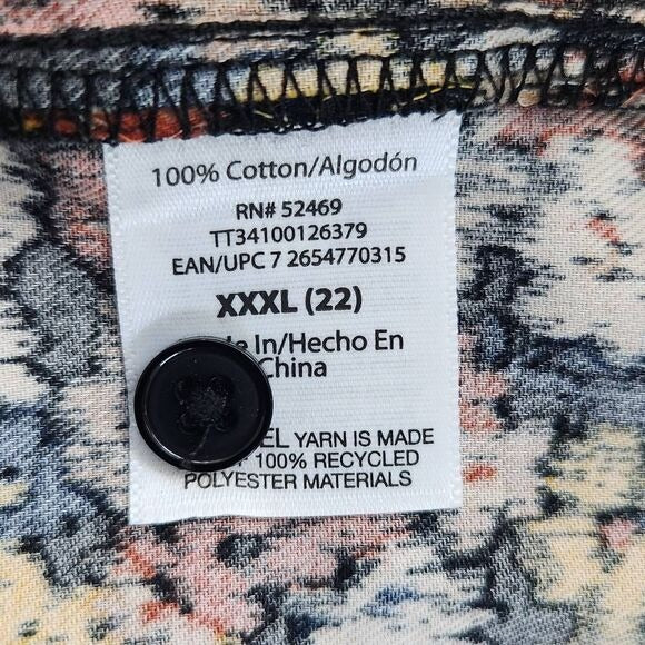 Time and Tru Short Sleeve Cotton Floral Top Size XXXL Plus Size Blouse New