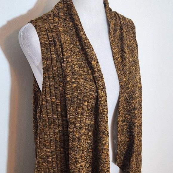 LOGO Lori Goldstein Golden Brown Open Front Cardigan Sweater Vest Size Large