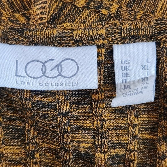LOGO Lori Goldstein Golden Brown Open Front Cardigan Sweater Vest Size Large