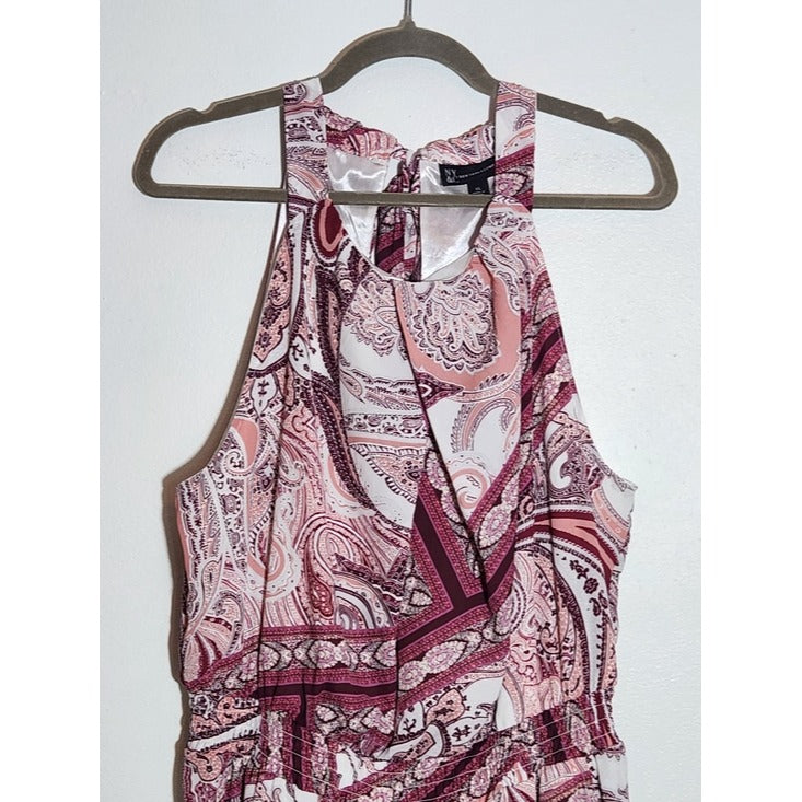 New York & Company Pink Paisley Romper Size XL