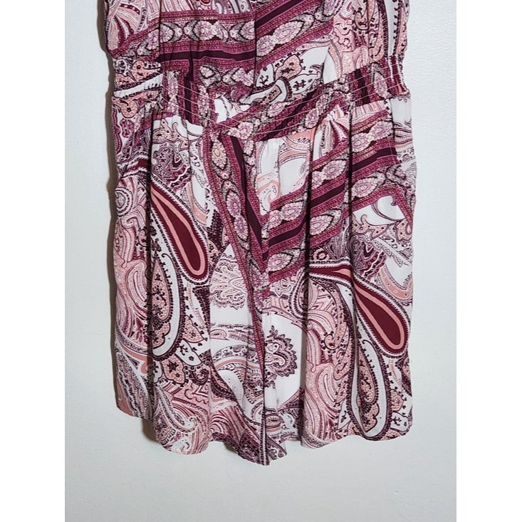 New York & Company Pink Paisley Romper Size XL