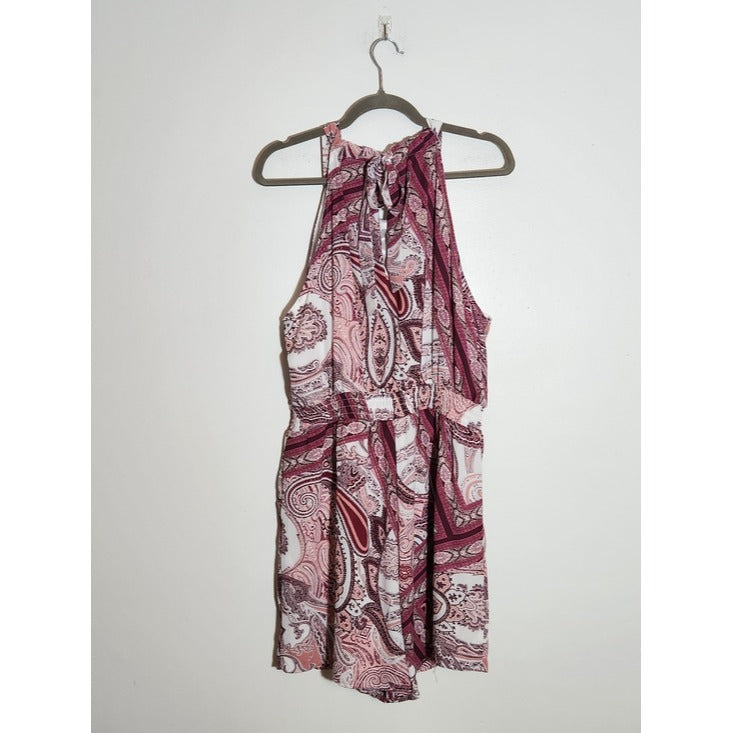 New York & Company Pink Paisley Romper Size XL