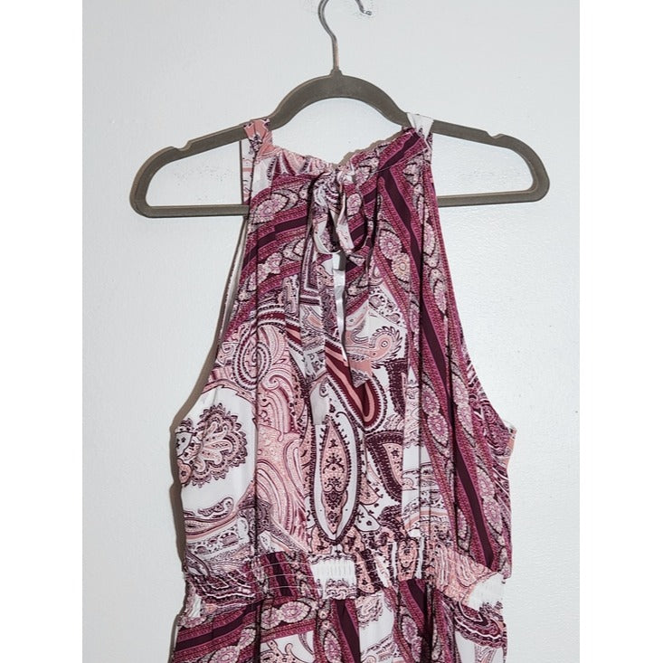 New York & Company Pink Paisley Romper Size XL