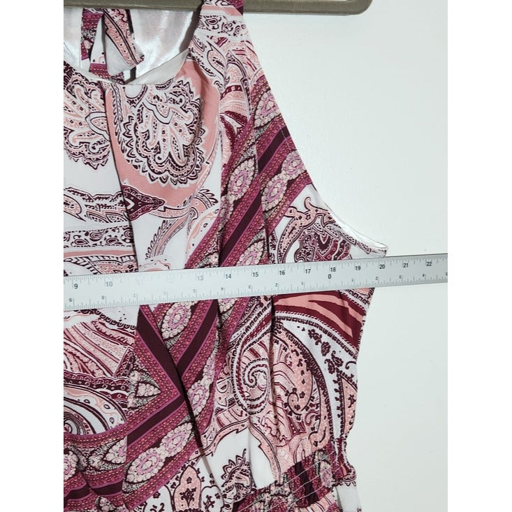 New York & Company Pink Paisley Romper Size XL