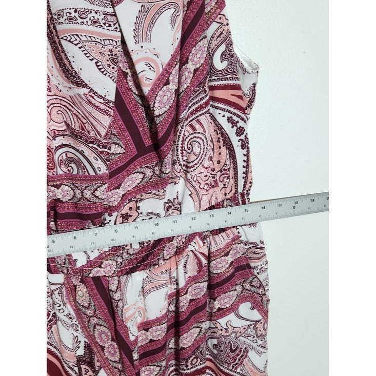 New York & Company Pink Paisley Romper Size XL