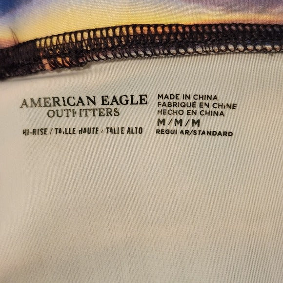 American Eagle Outfitters Black Scenic Sunset Print Leggings Size Medium