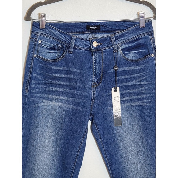 Kensie Medium Wash Cropped Raw Edge Jeans Size 29 NWT