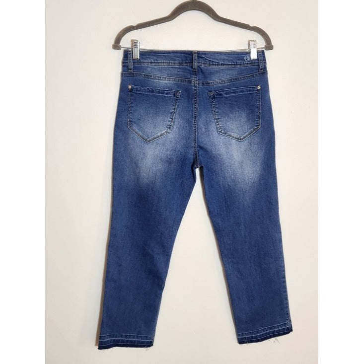 Kensie Medium Wash Cropped Raw Edge Jeans Size 29 NWT
