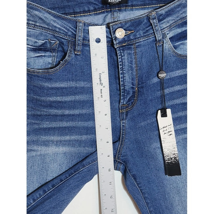 Kensie Medium Wash Cropped Raw Edge Jeans Size 29 NWT