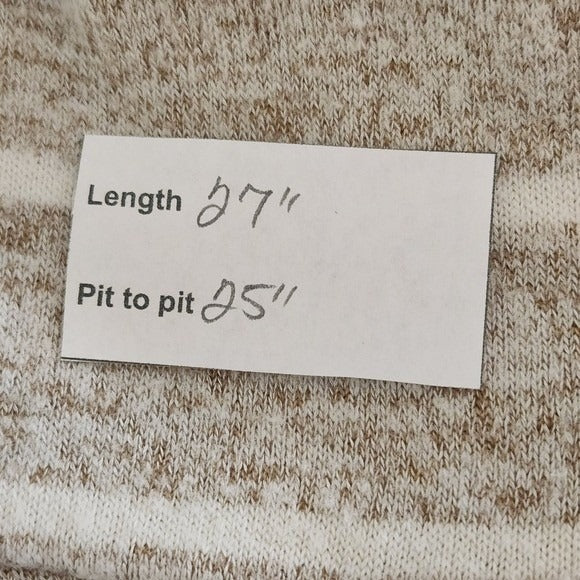 Ruby. Rd. Khaki and White Striped Cowl Neck Sweater Size XL Stripe Knit Sweater