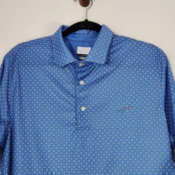 Greg Norman Black Blue Short Sleeve Performance Golf Polo Medium Blue Golf Polo