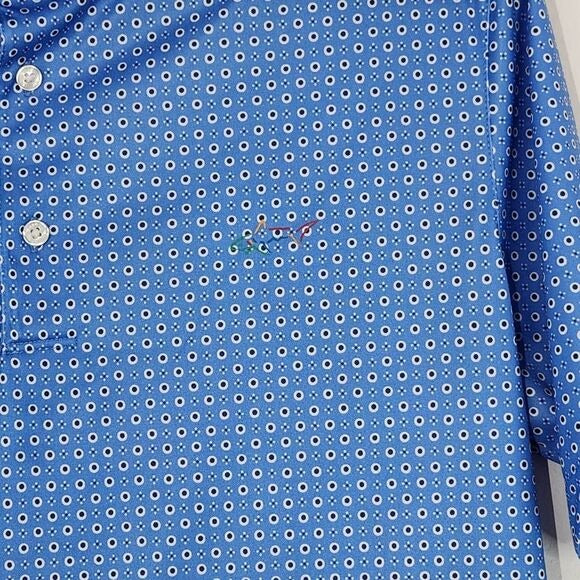 Greg Norman Black Blue Short Sleeve Performance Golf Polo Medium Blue Golf Polo