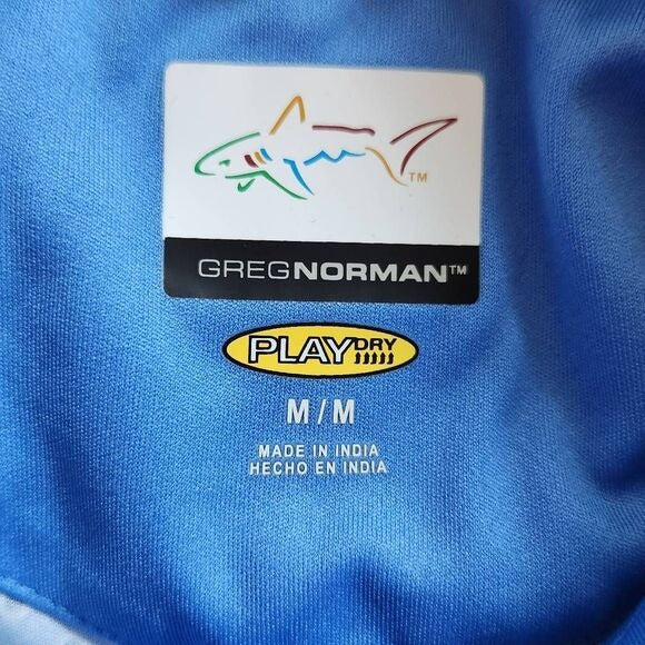 Greg Norman Black Blue Short Sleeve Performance Golf Polo Medium Blue Golf Polo