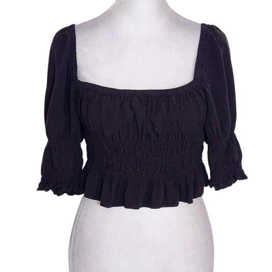 Urban Outfitters Black Smocked Crop Top Size Small