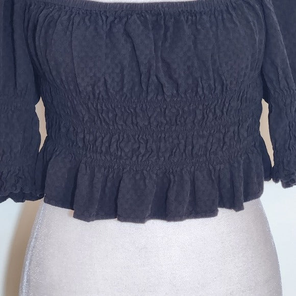 Urban Outfitters Black Smocked Crop Top Size Small