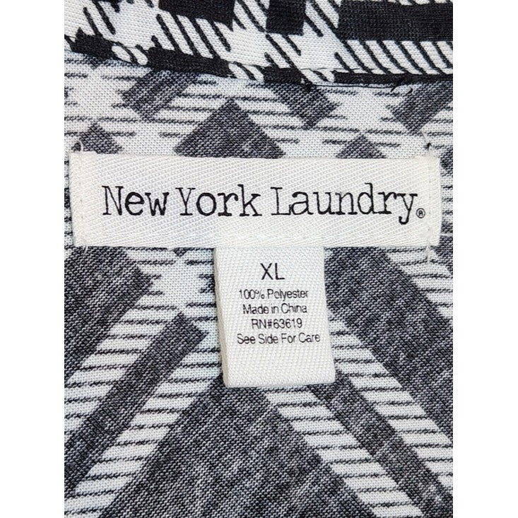 New York Laundry Black and White Plaid Tunic Button Down Shirt Size XL NWT