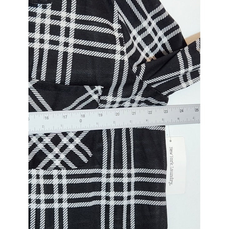 New York Laundry Black and White Plaid Tunic Button Down Shirt Size XL NWT